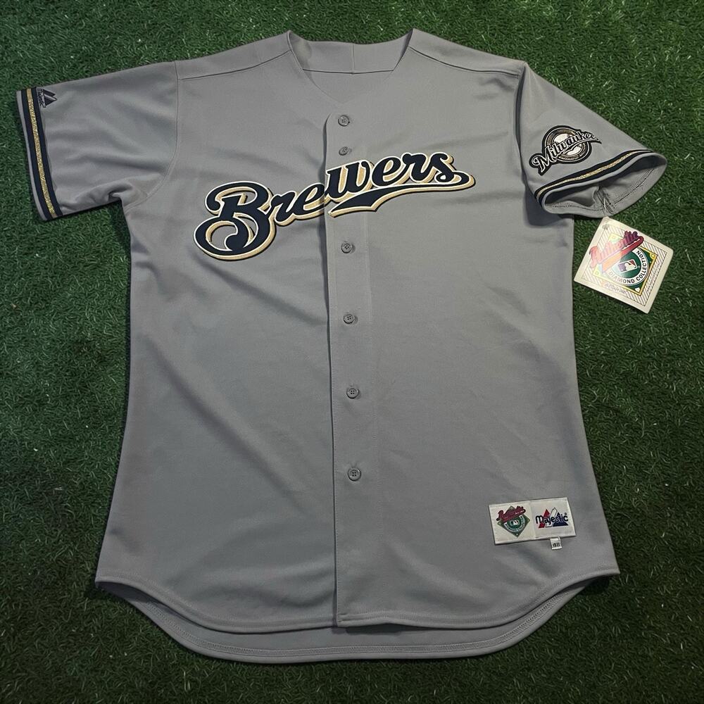 Milwaukee Brewers Majestic Authentic Jersey NWT Road Gray Size 48‎ XL Blank
